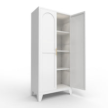 Load image into Gallery viewer, 2 Shapely Doors Cabinet Metal Storage Cabinet With Doors And Adjustable Shelves For Bedroom Living Room - White