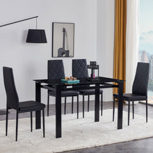 Load image into Gallery viewer, Modern 5 Piece Dining Table Set With Glass Top And Chairs - Black