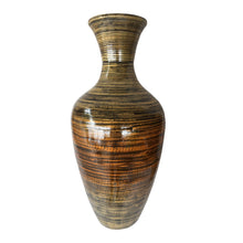 Load image into Gallery viewer, Striped Urn Bamboo Floor Vase - Black / Gold