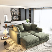 Load image into Gallery viewer, Convertible Deep Seat Sofa With Soft Pillows And Ottomans