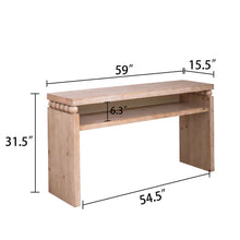 Load image into Gallery viewer, Modern Rustic Console Table, Wood Entryway Table With Shelf & Decorative Bead Detail - Natural