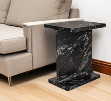Load image into Gallery viewer, 20" Marble Pedestal End Table - Black