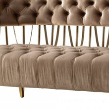 Load image into Gallery viewer, Velvet Exposed Back Love Seat - Dark Beige / Gold