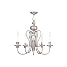 Load image into Gallery viewer, 22'' Five Light Metal Dimmable Chandelier With Shades - Nickel / Pearl Silver