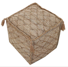 Load image into Gallery viewer, Jute Cube Trellis Pouf Ottoman - Brown
