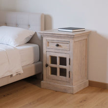Load image into Gallery viewer, 24" Solid Wood And Glass Distressed Two Drawer Nightstand - Gray
