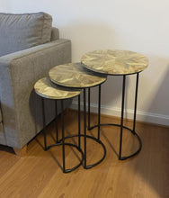 Load image into Gallery viewer, Solid Wood And Metal Round Frame Nested Tables (Set of 2) - Natural