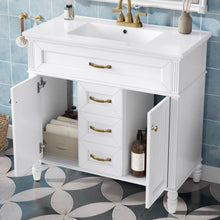 Load image into Gallery viewer, Bathroom Vanity With Sink, Flip-Out Top Drawer, Soft Close Doors, 2 Storage Drawers
