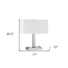 Load image into Gallery viewer, Metal Two Light Desk USB Table Lamp With White Shade - Nickel