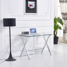 Load image into Gallery viewer, Transparent Glass Computer Desk With Rounded Edges, Tempered Glass Laptop Table - Clear