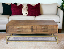 Load image into Gallery viewer, Storage Coffee Table - Brown And Gold