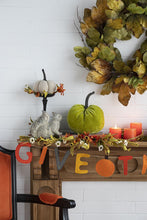 Load image into Gallery viewer, Velvet Weighted Pumpkin With Resin Stem Apple, Pumpkin Ornament Decor For Holiday Harvest Festival Fall Festival & Thanksgiving (Set of 2) - Green