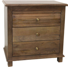 Load image into Gallery viewer, 28" Distressed Three Drawer Solid Wood Nightstand - Brown