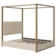 Load image into Gallery viewer, Upholstered Canopy Platform Bed With Frame, Queen Size - Beige