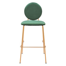 Load image into Gallery viewer, 30" Velvet And Steel Bar Height Bar Chairs (Set of 2) - Green / Gold