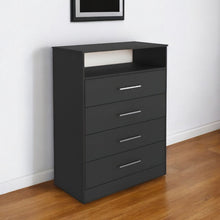 Load image into Gallery viewer, Modern Four Drawer Dresser With Hutch - Black