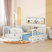 Load image into Gallery viewer, Metal Floor Bed Frame With Fence And Door