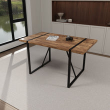 Load image into Gallery viewer, Modern Rural Industrial Dining Table, 55" Rectangular Wood With Metal Legs, Seats 4 - 6 - Wood