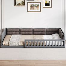 Load image into Gallery viewer, Upholstered Platform Bed With Guardrail And Pillow