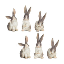 Load image into Gallery viewer, Poly Rabbit Figurine (Set of 6) - Gray / White