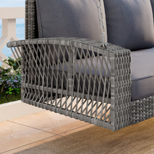 Load image into Gallery viewer, 3 Person Large Patio Swing Bench With Cushions For Backyard