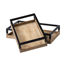 Load image into Gallery viewer, Wood Indoor Outdoor Dining Room Tray With Handles (Set of 2) - Brown