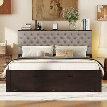 Load image into Gallery viewer, Platform Bed With Storage Headboard, Shoe Rack And 4 Drawers