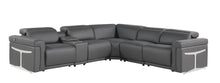 Load image into Gallery viewer, Italian Leather Modular L Shaped Six Piece Corner Sectional With Console - Gray