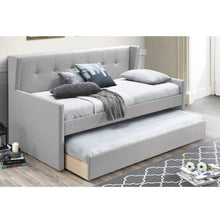 Load image into Gallery viewer, Daybed With Slat Trundle, Button Tufted - Light Gray