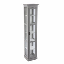 Load image into Gallery viewer, Cornice Molding Curio With Glass Door - Gray