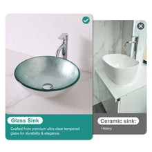 Load image into Gallery viewer, Artistic Tempered Glass Vessel Sink With Pop Up Drain