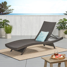 Load image into Gallery viewer, Mysticism Outdoor Chaise Lounge With Adjustable Backrest And Foldable Legs - Brown Multi