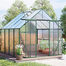 Load image into Gallery viewer, Double Door Polycarbonate house Raised Base And Anchor Aluminum Heavy Duty Walk In houses For Outdoor Backyard In All Season