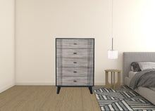 Load image into Gallery viewer, Wood Five Drawer Chest - Gray / Black