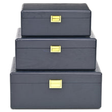 Load image into Gallery viewer, Hand Painted Decorative Box (Set of 3) (718684) - Navy Blue
