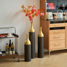 Load image into Gallery viewer, Elegant Floor Vase Set Metal Decorative Vases 3 Piece Set For Floral Display, Wedding & Gift Decor - Gold / Black