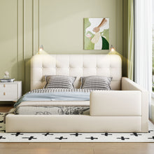 Load image into Gallery viewer, Queen Size Upholstered Platform Bed With 2 Reading Lights - White