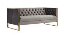 Load image into Gallery viewer, Velvet Sofa & Gold Legs - Gray