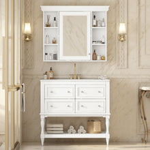Load image into Gallery viewer, Bathroom Vanity With Medicine Cabinet, Storage Cabinet With 4 Drawers, Adjustable Shelf Mirror