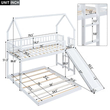 Load image into Gallery viewer, House Bunk Bed With Slide And Built In Ladder
