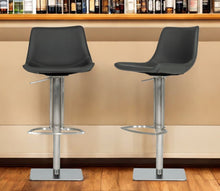 Load image into Gallery viewer, Faux Leather And Stainless Steel Swivel Low Back Bar Height Bar Chair - Gray And Silver