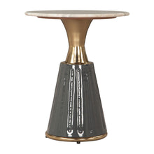 Load image into Gallery viewer, 22" Clear And Wood Pedestal End Table - Gold