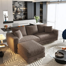 Load image into Gallery viewer, Deep Seat Convertible Sofa With Soft Pillows And Ottomans
