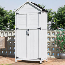 Load image into Gallery viewer, Storage Shed With Double Doors For Outdoor Garden Tool Organization - White