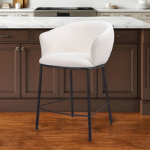 Load image into Gallery viewer, 26" Shearling And Steel Counter Height Bar Chair - Ivory / Black