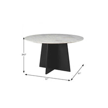Load image into Gallery viewer, 51" Marble And Wood Pedestal Base Round Top Dining Room Table - White