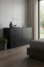 Load image into Gallery viewer, Wood Six Drawer Dresser - Black