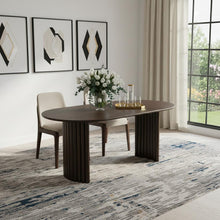 Load image into Gallery viewer, 79" Solid Wood Double Pedestal Base Oval Dining Table - Walnut / Dark Brown