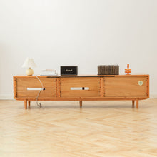 Load image into Gallery viewer, TV Cabinet With Chinese Changhong Glass Doors, Two Drawer Storage Space TV Standing - Cherry