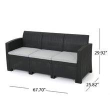 Load image into Gallery viewer, Velvora - Outdoor Wicker Set With 3 Seater Sofa, 2 Club Chairs, Coffee Table And Cushions - Brown